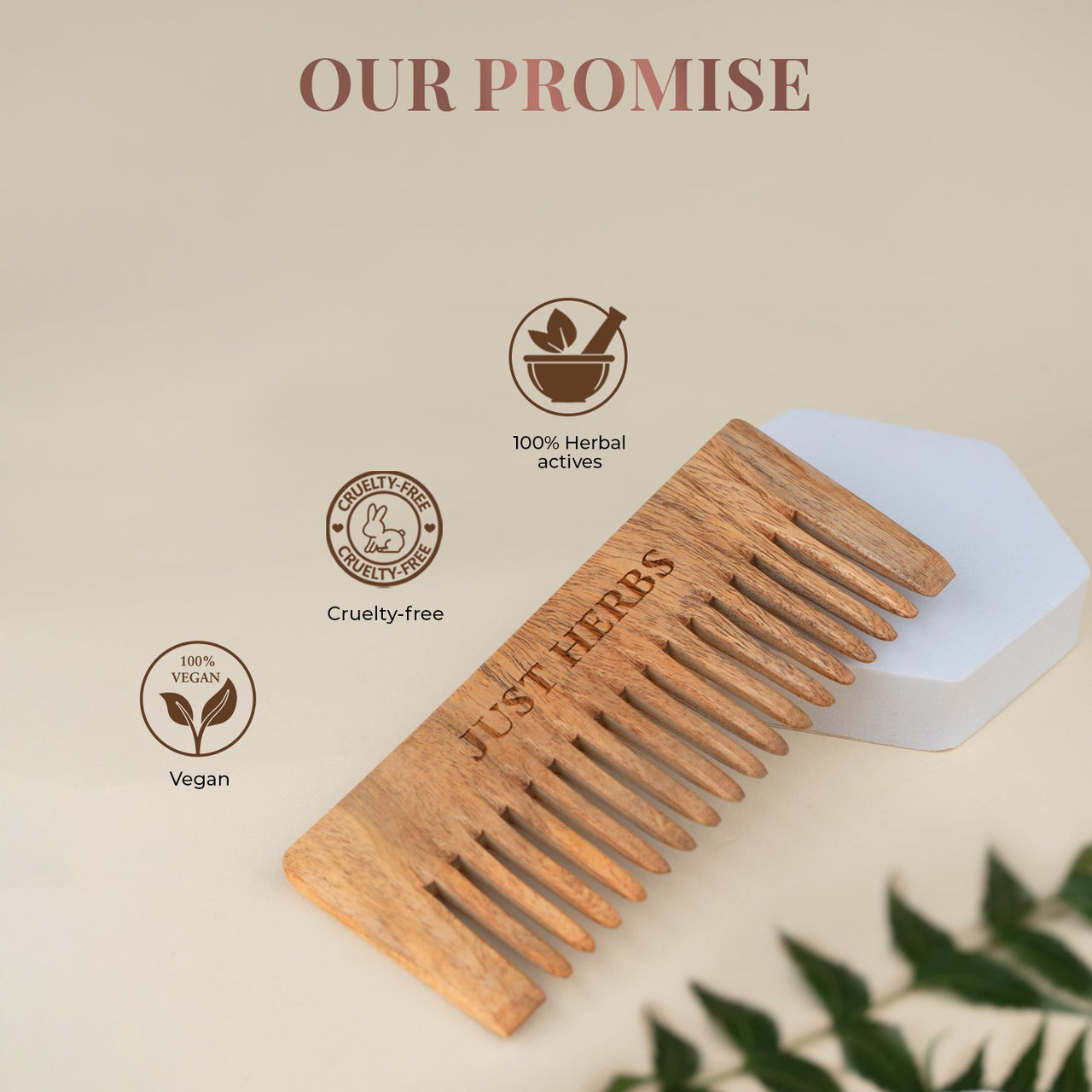 Just Herbs Handmade Wide-Tooth Neem Comb