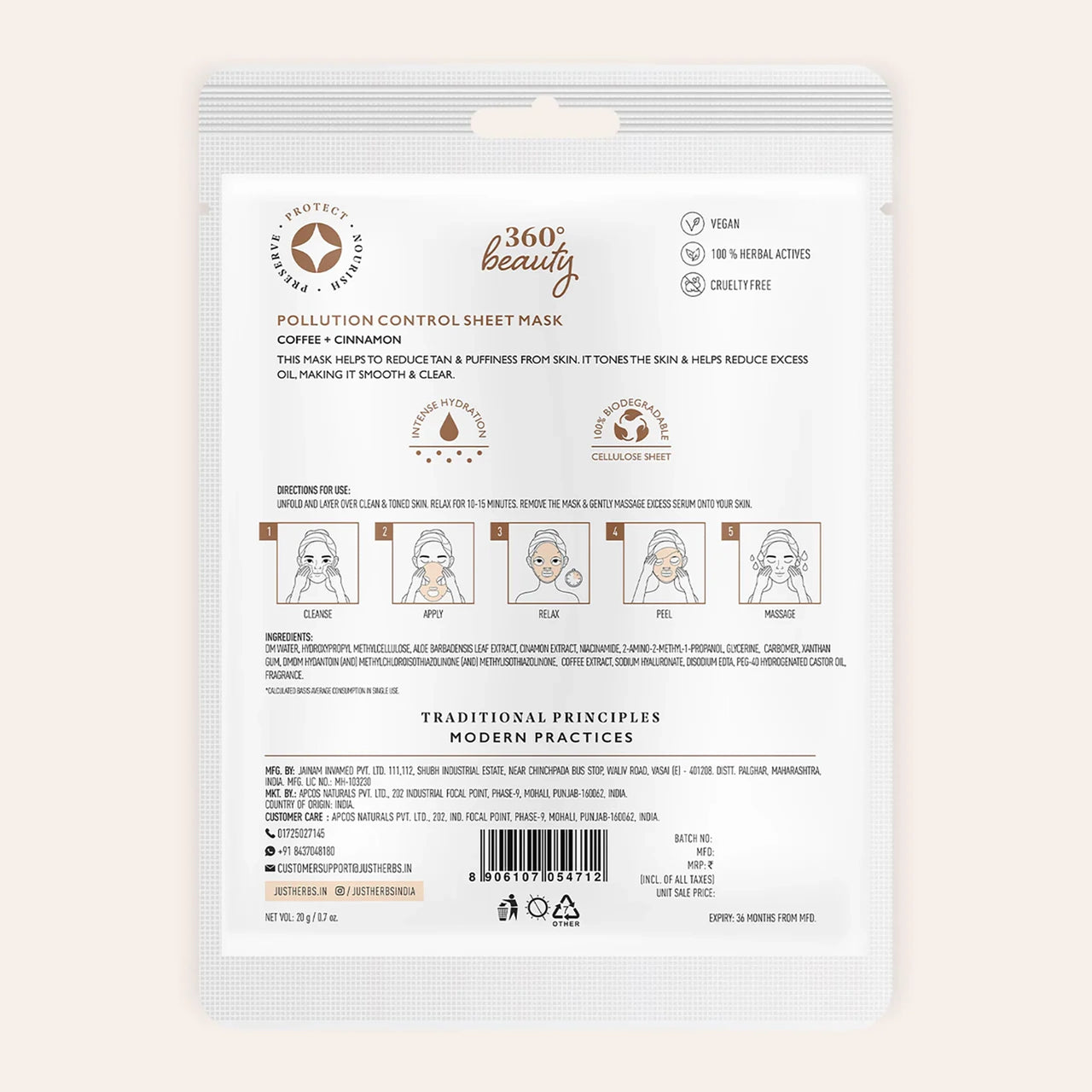 Coffee Sheet Mask with Cinnamon For Pollution Control