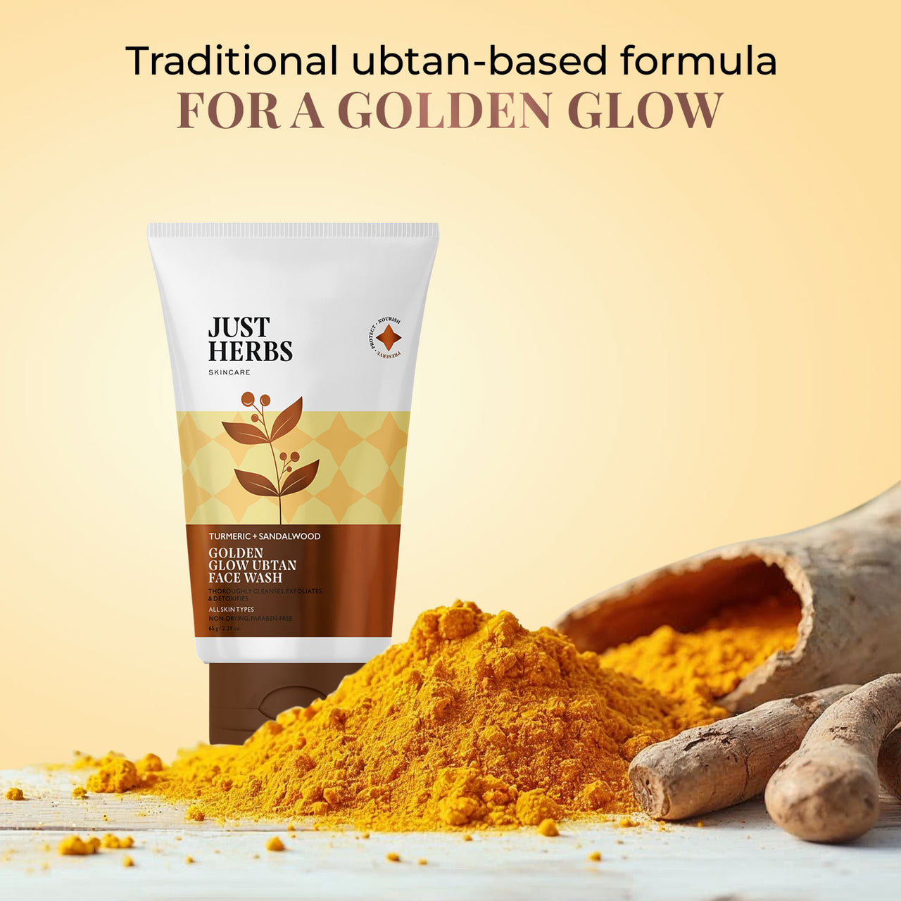 Golden Glow Ubtan Face Wash with Turmeric and Sandalwood : 65 gm