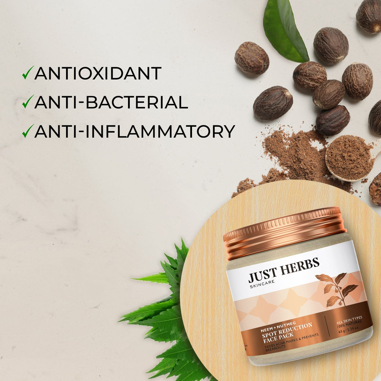 Spot Reduction Face Pack with Neem and Nutmeg - 65 g