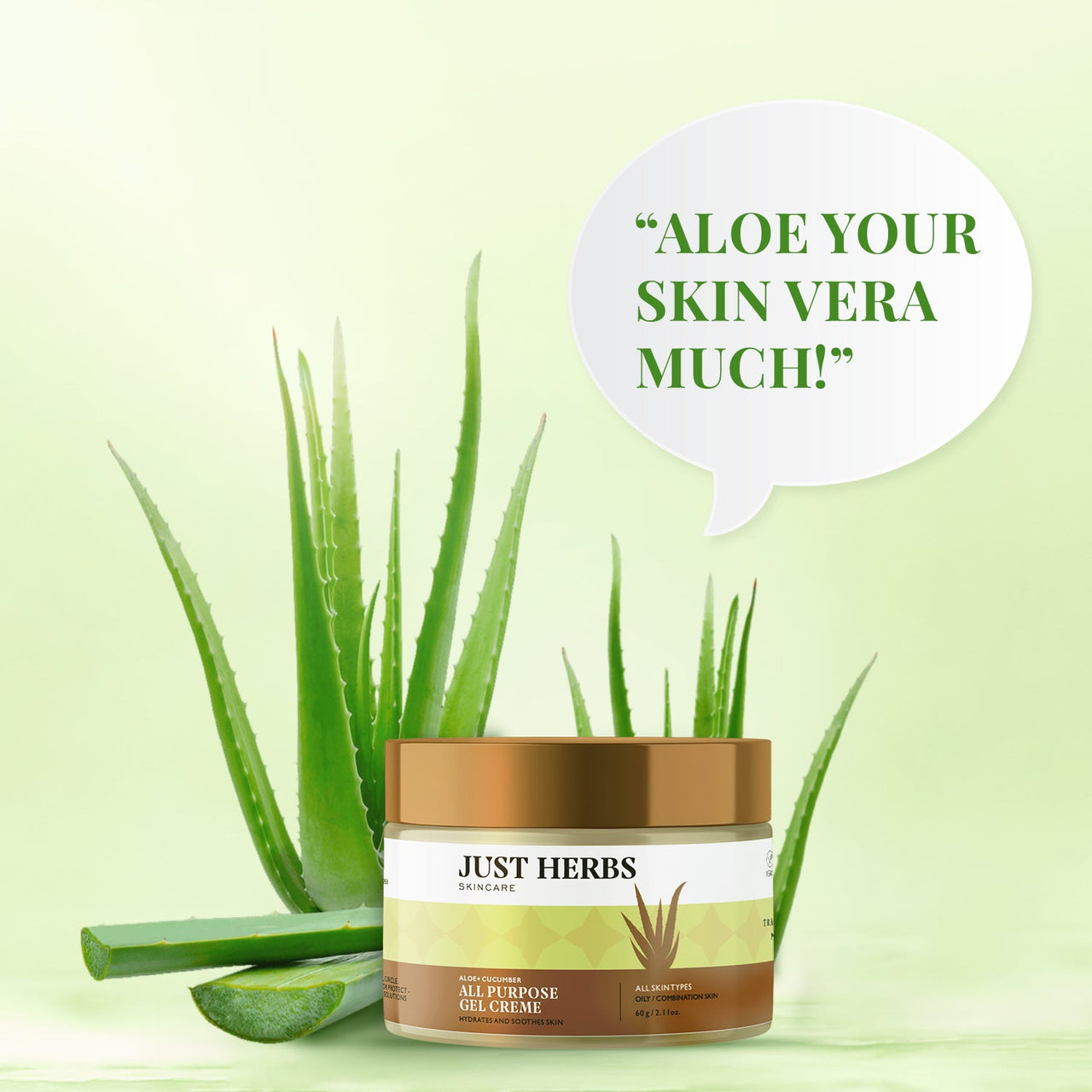 All Purpose Gel Creme with Aloe Vera and Cucumber - Just Herbs