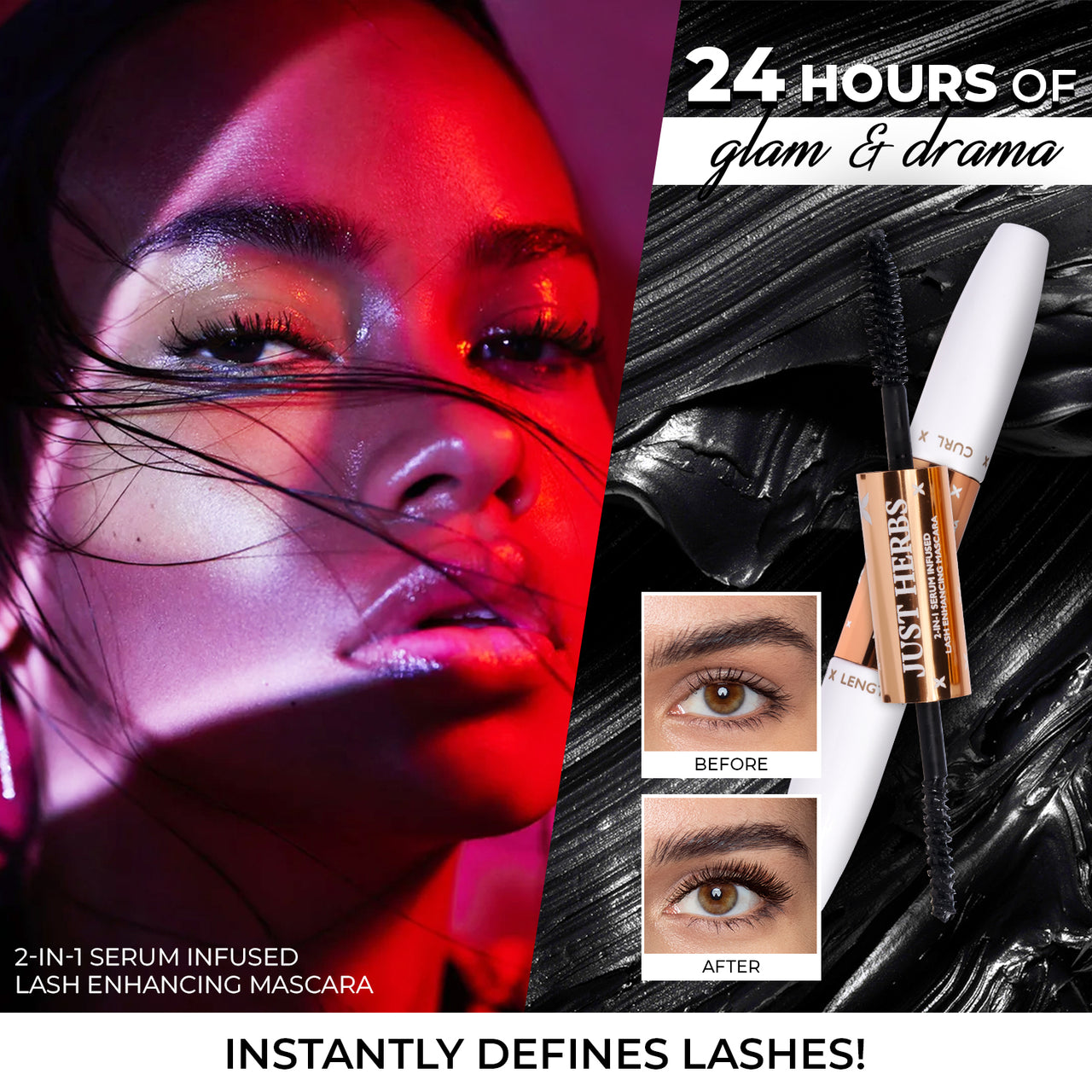 2-in-1 Serum-infused Lash Enhancing Mascara with Castor Oil and Coconut Oil