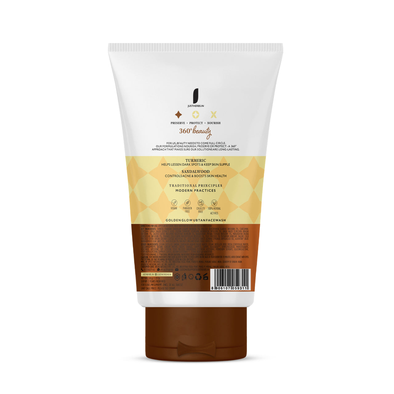 Golden Glow Ubtan Face Wash with Turmeric and Sandalwood : 65 gm