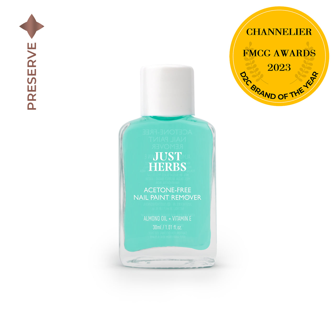 Just Herbs Nail Paint Remover with Almond Oil and Vitamin E - 30 ml