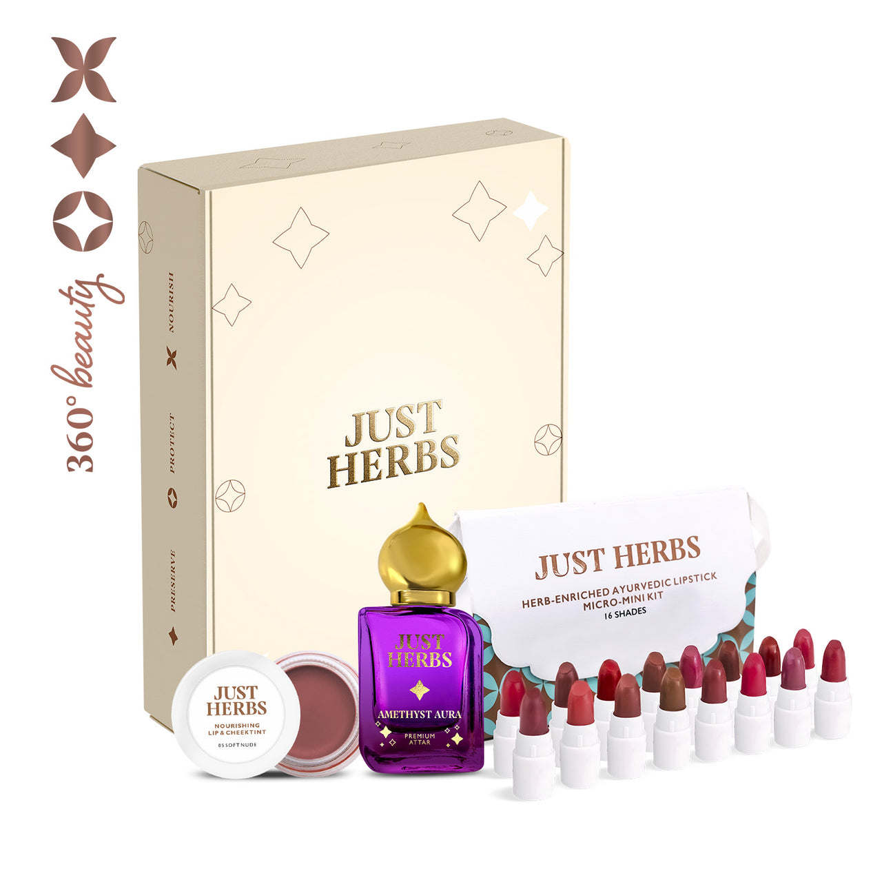 Eid Gift Set (Micro Mini Lipstick Kit, Premium Attar: Aura, Lip & Cheek Tint: 05)