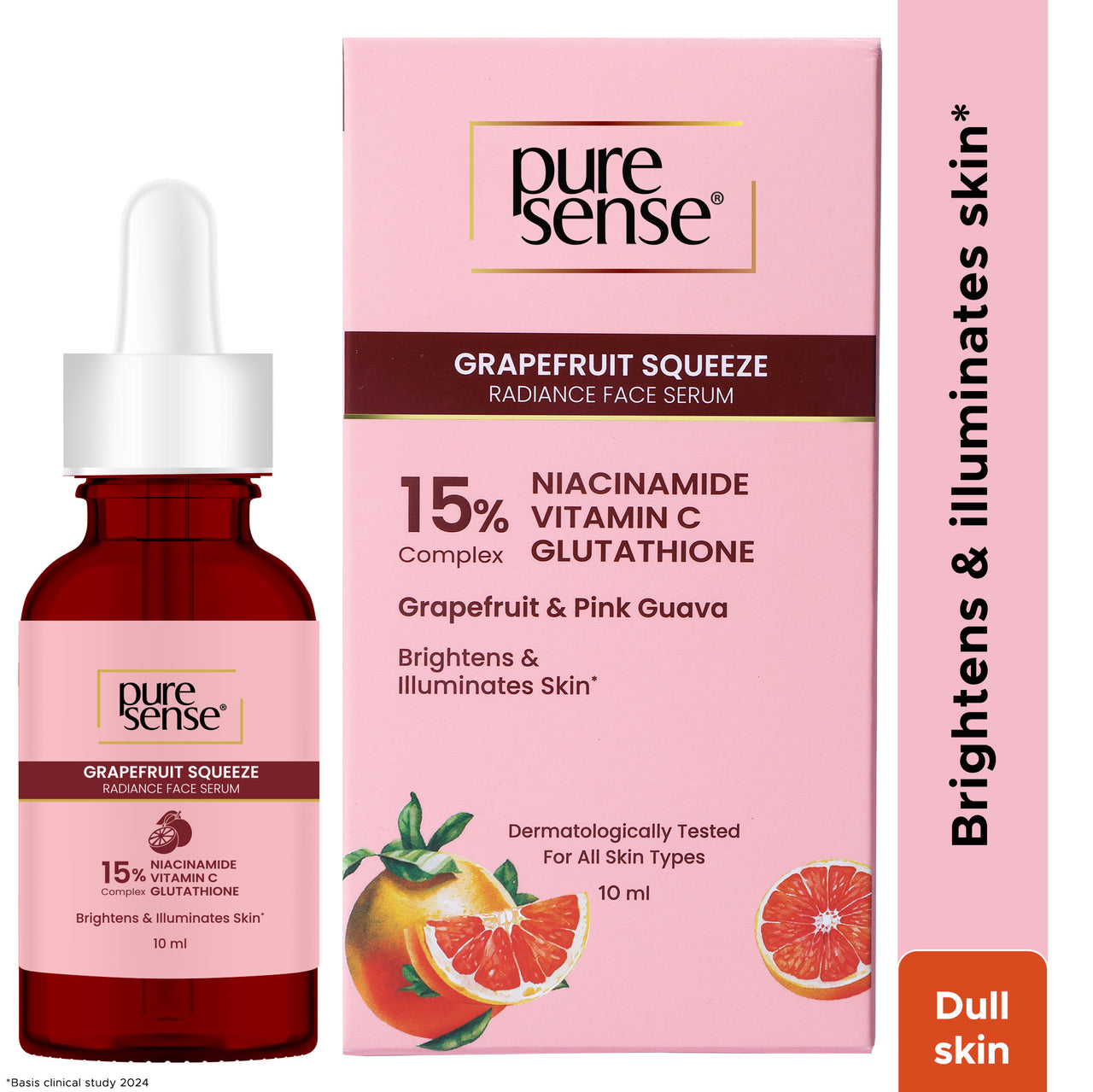 Grapefruit Squeeze Radiance Face Serum with 15% Niacinamide, Vitamin C & Glutathione Complex | For dull skin | 10ml