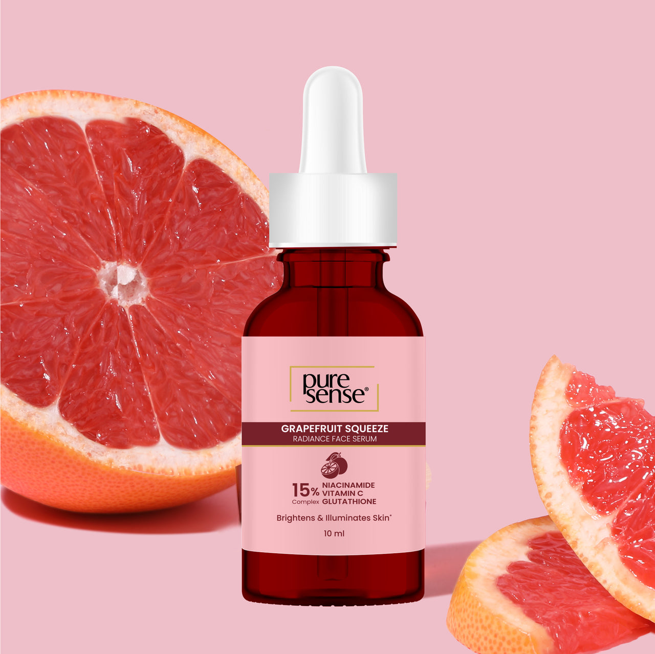 Grapefruit Squeeze Radiance Face Serum with 15% Niacinamide, Vitamin C & Glutathione Complex | For dull skin | 10ml