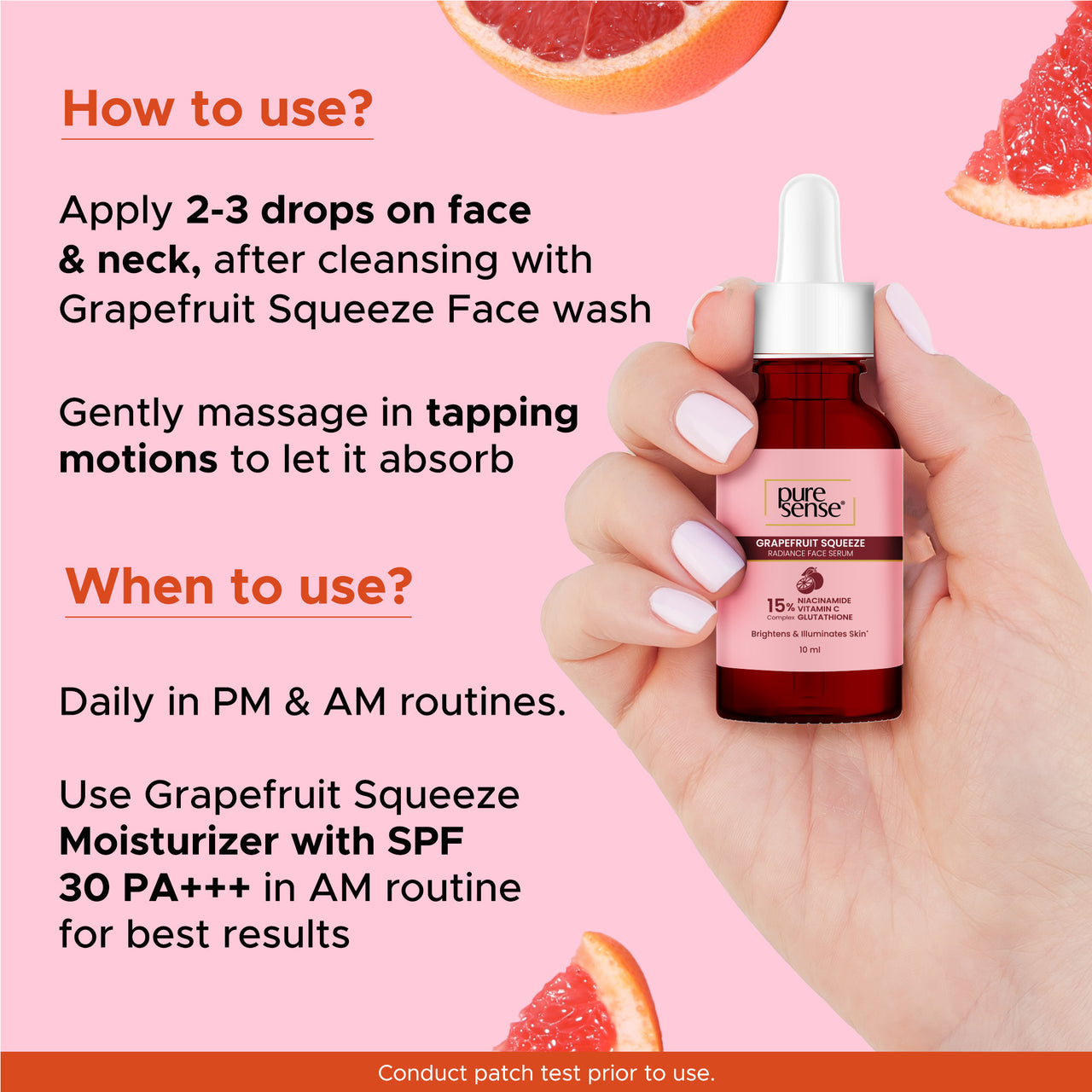 Grapefruit Squeeze Radiance Face Serum with 15% Niacinamide, Vitamin C & Glutathione Complex | For dull skin | 10ml