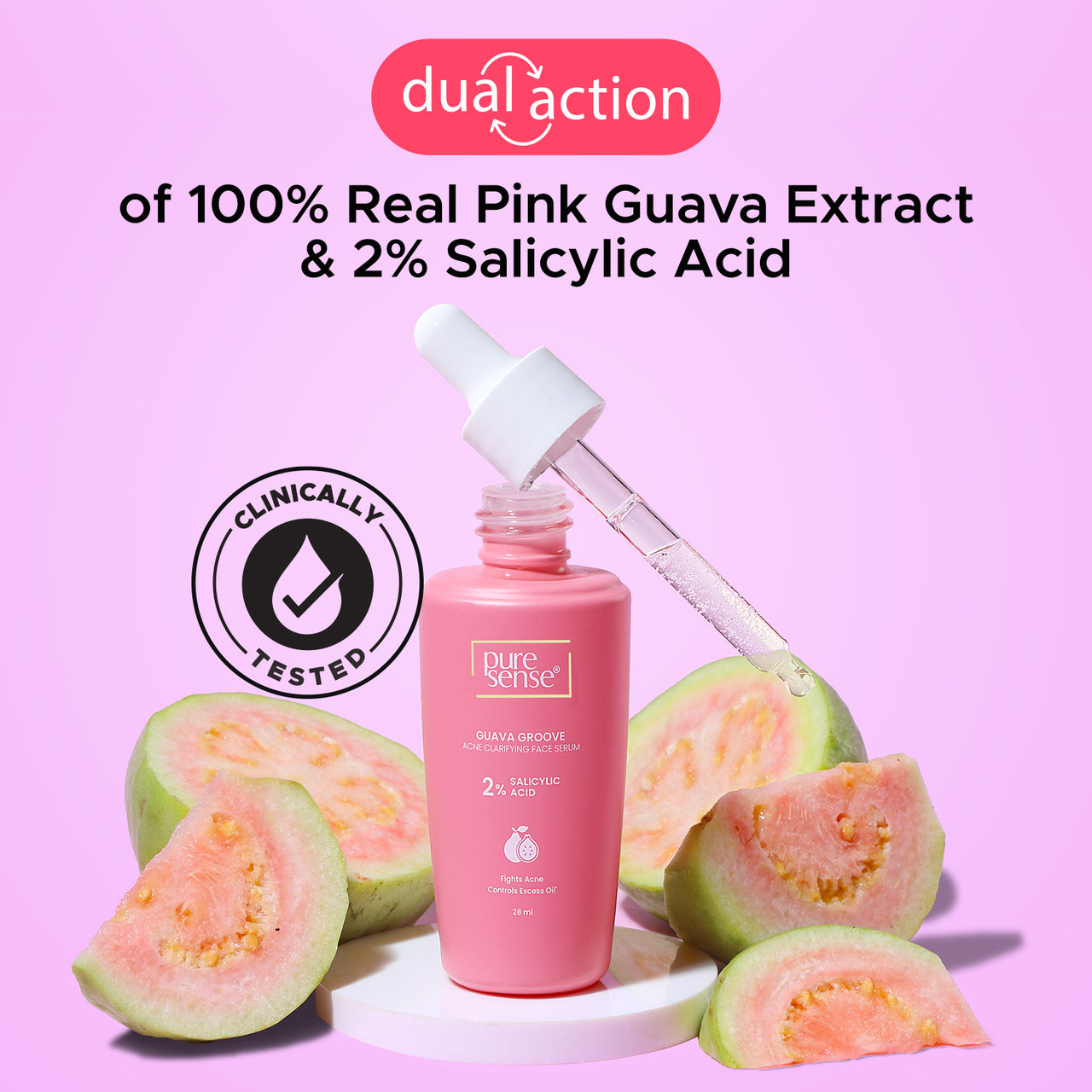 Guava Groove Acne Clarifying Face Serum with 2% Salicylic Acid | For oily skin | 28ml