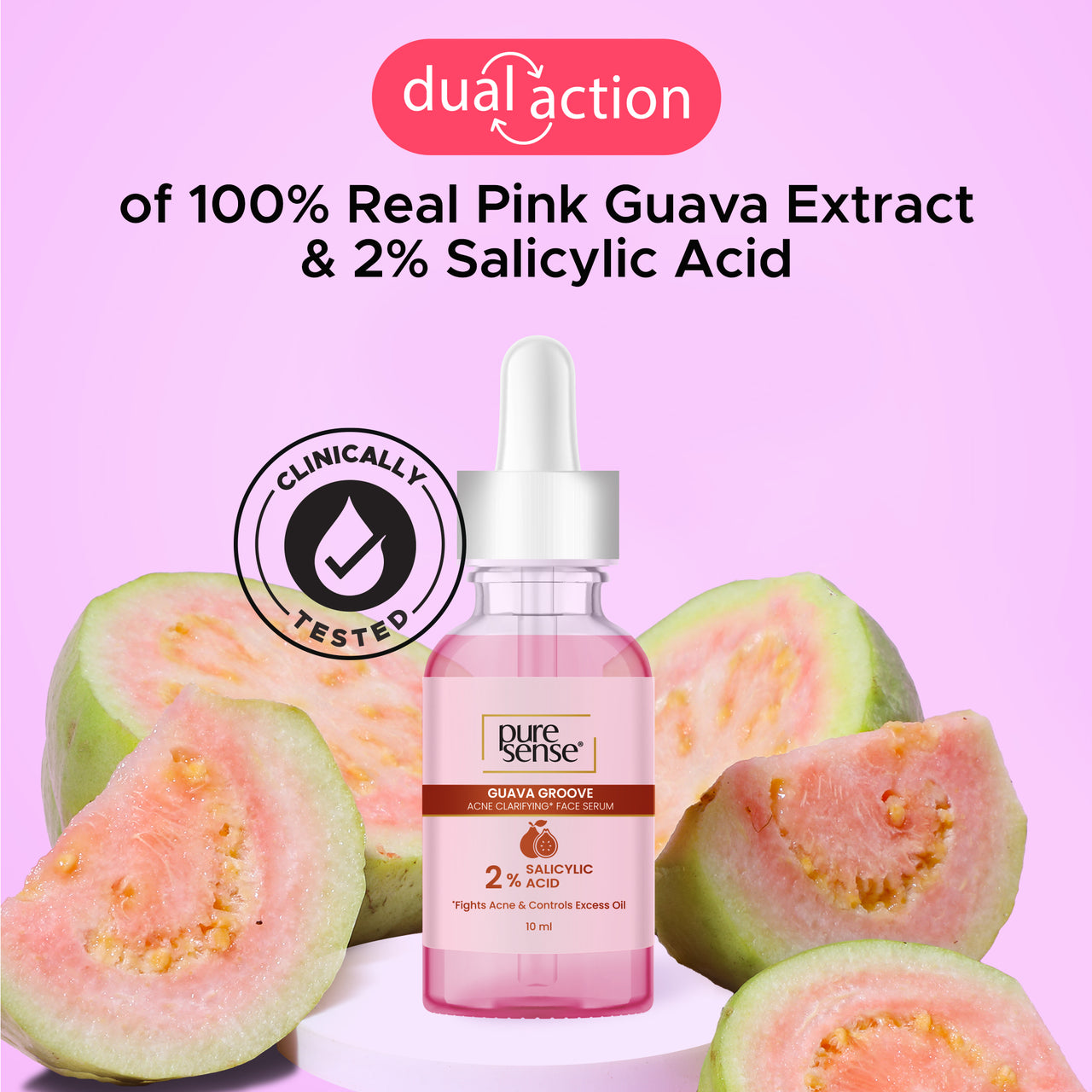 Guava Groove Acne Clarifying Face Serum with 2% Salicylic Acid | For oily skin | 10ml