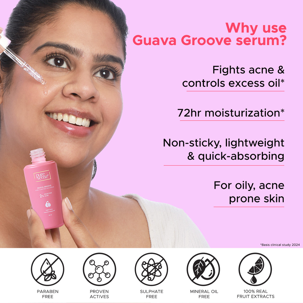 Guava Groove Acne Clarifying Face Serum with 2% Salicylic Acid | For oily skin | 28ml