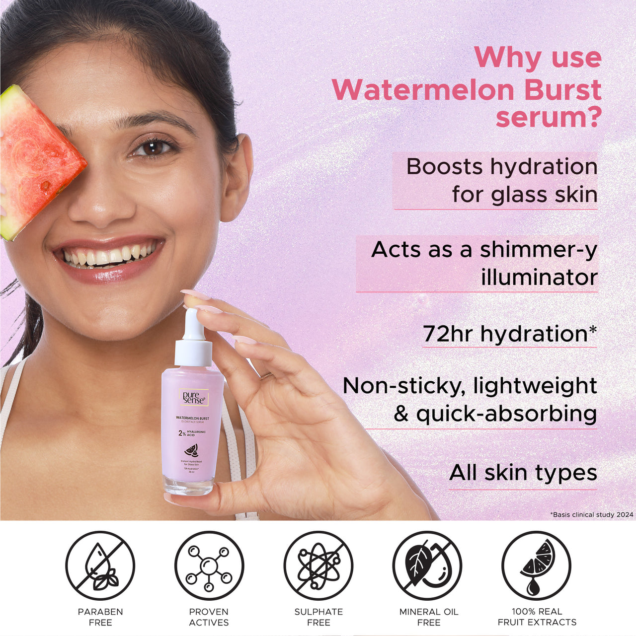 Watermelon Burst Glow Face Serum with 2% Hyaluronic Acid | For glass skin | 28ml