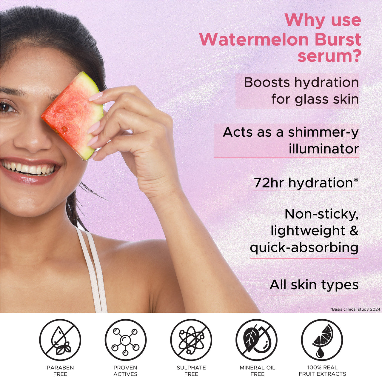 Watermelon Burst Glow Face Serum with 2% Hyaluronic Acid | For glass skin | 10ml