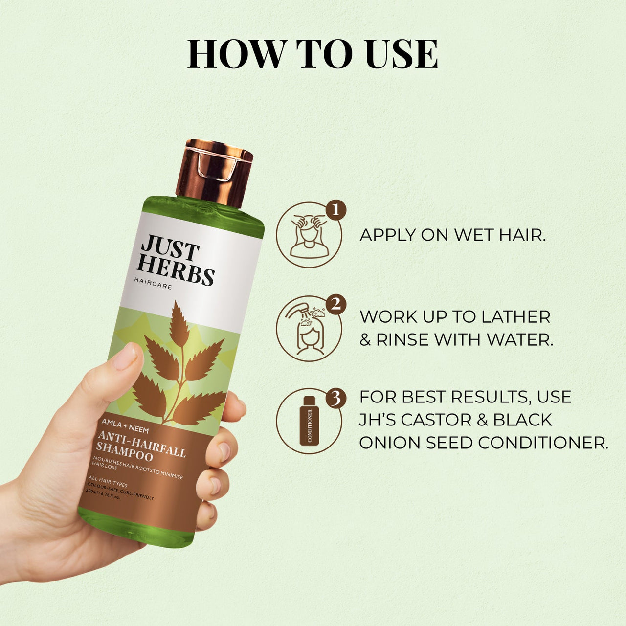 Anti-Hairfall Shampoo with Amla & Neem - Just Herbs