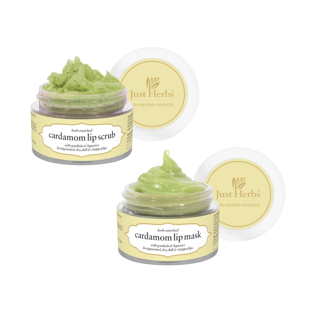 

Herb Enriched Lip Scrub & Mask Duo, Cardamom_combo