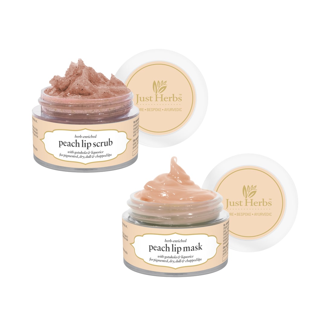 

Herb Enriched Lip Scrub & Mask Duo, Peach_combo